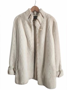 Vintage Jacque Saint Laurent Plush Cream Teddy Jacket with Single-Button Front